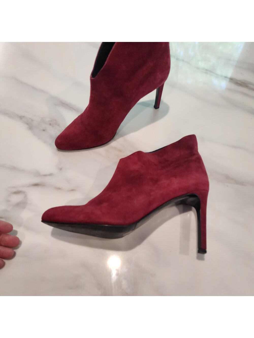 L.K. Bennett Burgundy Suede Stiletto Ankle Boots Women’s EU 41 - Picture 2 of 8